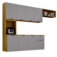 Armário De Cozinha Suspenso Completo Aéreo 8 Portas 1 Gaveta Mdp Compacto Espaço Cinza - 3