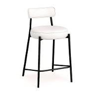 Banqueta Cozinha Alta Com Encosto Industrial Preto Londres Pu D03 - D'rossi Branco - 2