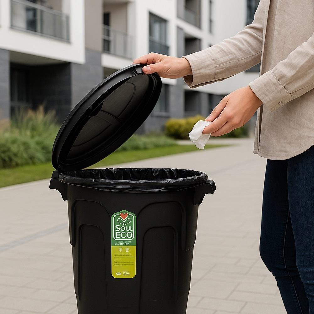 Lixeira Grande 30 Litros Cesto Lixo Coleta Seletiva Redonda 30l Com Tampa Alca Balde Organizador Roupa Multiuso Casa Com - 2