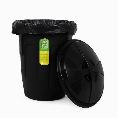 Lixeira Grande 30 Litros Cesto Lixo Coleta Seletiva Redonda 30l Com Tampa Alca Balde Organizador Roupa Multiuso Casa Com