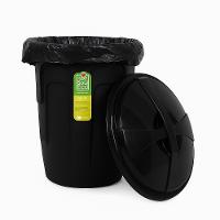 Lixeira Grande 30 Litros Cesto Lixo Coleta Seletiva Redonda 30l Com Tampa Alca Balde Organizador Roupa Multiuso Casa Com - 1