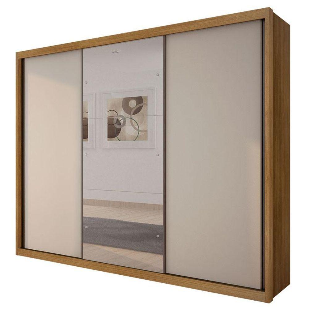 Guarda Roupa Casal Palazzo 3 Portas 6 Gavetas Cumaru 25 Fendi Com Espelho - Novo Horizonte - 1