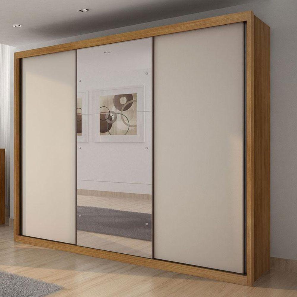 Guarda Roupa Casal Palazzo 3 Portas 6 Gavetas Cumaru 25 Fendi Com Espelho - Novo Horizonte - 7