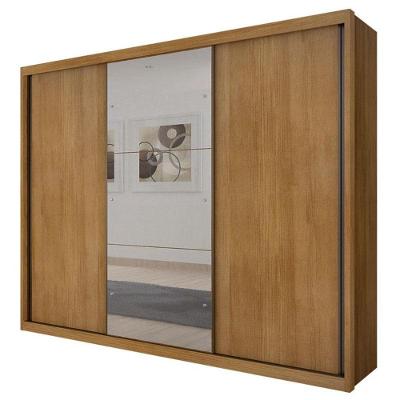 Guarda Roupa Casal Palazzo 3 Portas 6 Gavetas Cumaru 23 Com Espelho - Novo Horizonte