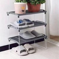 Estante Empilhavel Dobravel Sapateira Multifuncional Porta Objetos Ajustavel Cozinha Pia Banheiro Armario Cinza - 6