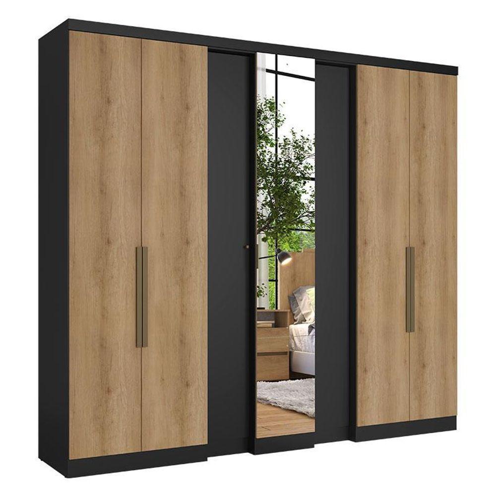 Guarda Roupa Casal Selecto Glass 7 Portas Preto Capuccino Acetinado - Thb - 1
