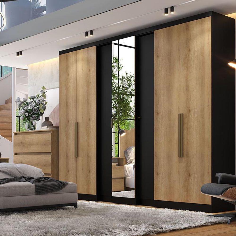 Guarda Roupa Casal Selecto Glass 7 Portas Preto Capuccino Acetinado - Thb - 4