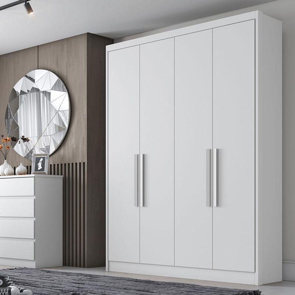 Guarda Roupa Solteiro Sevilha 4 Portas 3 Gavetas Neve Com Nicho - Novo Horizonte - 8