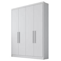 Guarda Roupa Solteiro Sevilha 4 Portas 3 Gavetas Neve Com Nicho - Novo Horizonte - 1