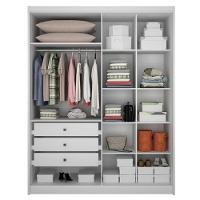 Guarda Roupa Solteiro Sevilha 4 Portas 3 Gavetas Neve Com Nicho - Novo Horizonte - 2