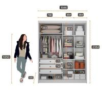 Guarda Roupa Solteiro Sevilha 4 Portas 3 Gavetas Neve Com Nicho - Novo Horizonte - 3