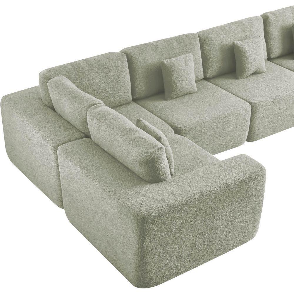 Kit Sofá Modular 5 Lugares Moderno Curvo Orgânico Adapt Bouclé - Amarena Móveis Verde Oliva - 2