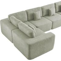 Kit Sofá Modular 5 Lugares Moderno Curvo Orgânico Adapt Bouclé - Amarena Móveis Verde Oliva - 2