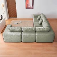 Kit Sofá Modular 5 Lugares Moderno Curvo Orgânico Adapt Bouclé - Amarena Móveis Verde Oliva - 3