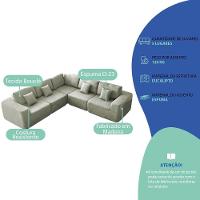 Kit Sofá Modular 5 Lugares Moderno Curvo Orgânico Adapt Bouclé - Amarena Móveis Verde Oliva - 6