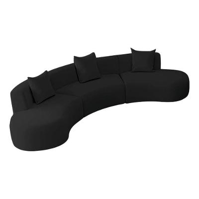 Kit Sofá Modular 4 Lugares 360cm Moderno Curvo Orgânico Duna Bouclé Preto