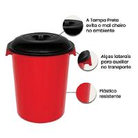 Lixeira Coleta Seletiva 61 Litros Gigante Cesto De Lixo Grande Container Multiuso Casa Condominio Mudança Organizador Lo