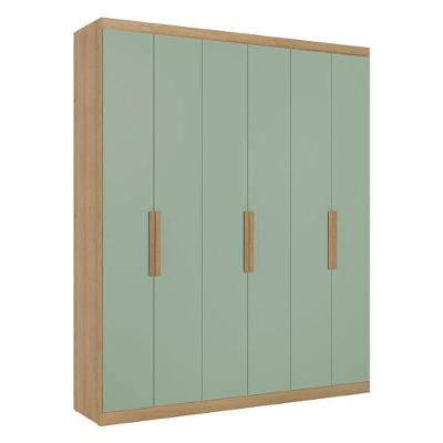 Guarda Roupa Casal Milan 6 Portas Capuccino Menta Acetinado - Thb