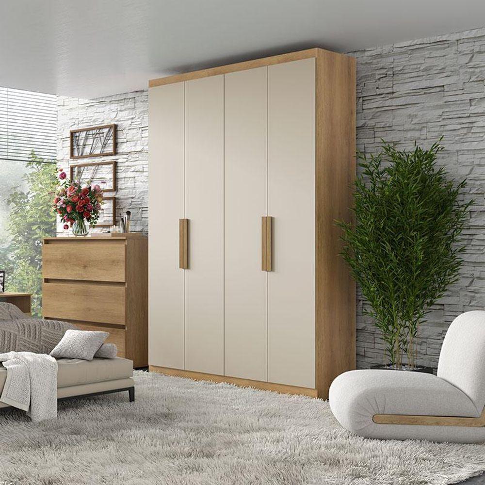 Guarda Roupa Soleiro Milan 4 Portas Capuccino Off White Acetinado - Thb - 4