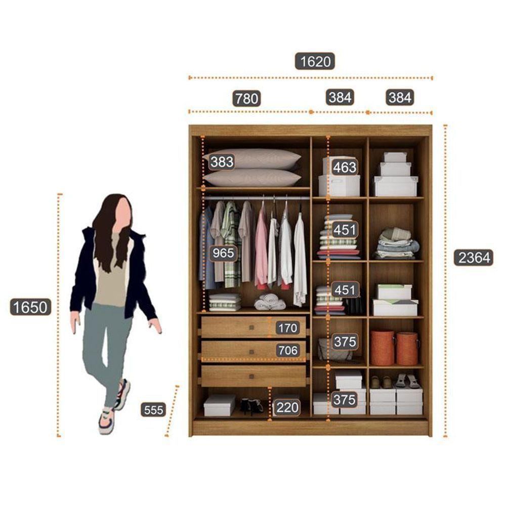 Guarda Roupa Solteiro Dante 2 Portas Cumaru 23 Com Nicho E Espelho - Novo Horizonte - 2