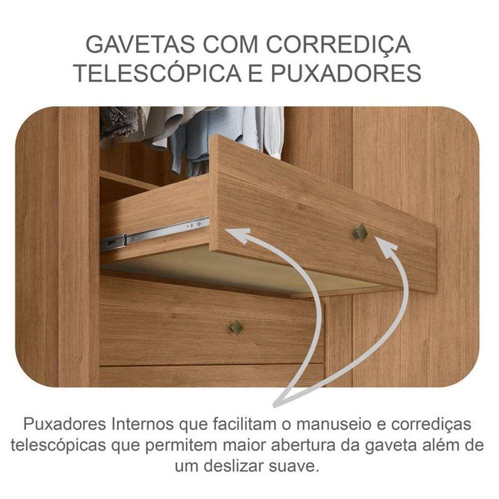 Guarda Roupa Solteiro Dante 2 Portas Cumaru 23 Com Nicho E Espelho - Novo Horizonte - 5