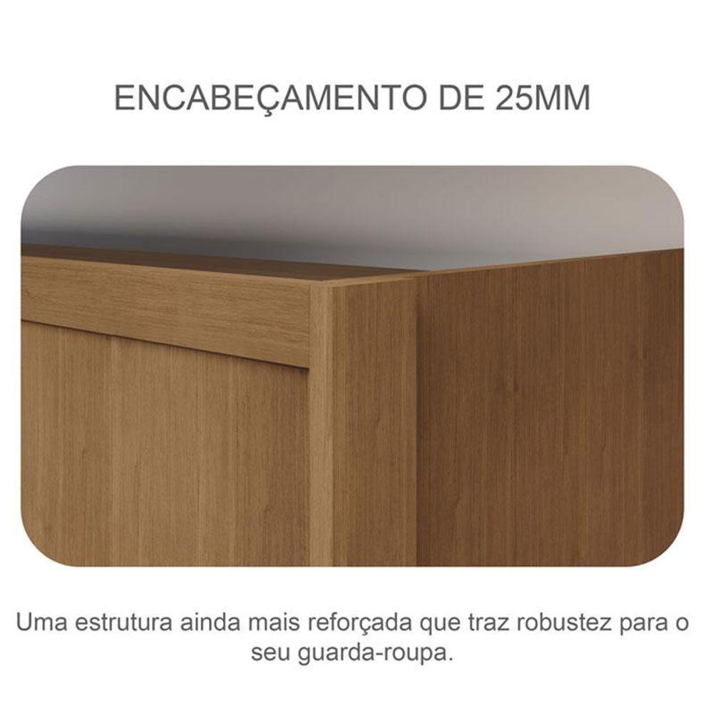 Guarda Roupa Solteiro Dante 2 Portas Cumaru 23 Com Nicho E Espelho - Novo Horizonte - 7