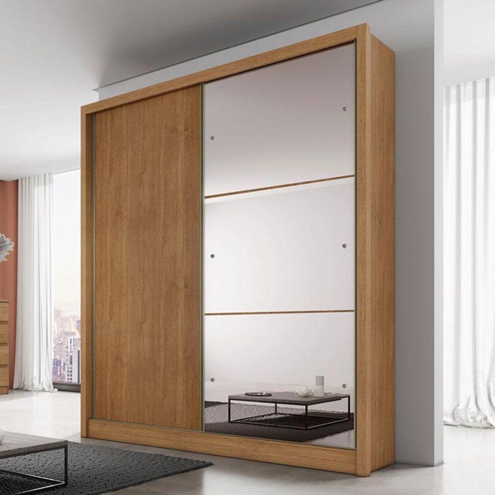 Guarda Roupa Solteiro Dante 2 Portas Cumaru 23 Com Nicho E Espelho - Novo Horizonte - 8