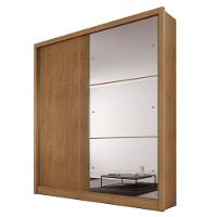 Guarda Roupa Solteiro Dante 2 Portas Cumaru 23 Com Nicho E Espelho - Novo Horizonte - 1