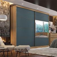 Guarda Roupa Casal Malaga Glass 2 Portas Capuccino Azul Acetinado - Thb - 4