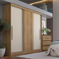 Guarda Roupa Casal Vision 3 Portas Capuccino Cacau Off White Flex Acetinado - Thb - 6