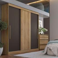 Guarda Roupa Casal Vision 3 Portas Capuccino Cacau Off White Flex Acetinado - Thb - 7