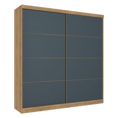 Guarda Roupa Casal Malaga 2 Portas Capuccino Azul Acetinado - Thb