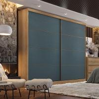 Guarda Roupa Casal Malaga 2 Portas Capuccino Azul Acetinado - Thb - 4