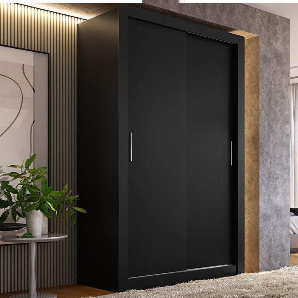 Guarda Roupa Solteiro City 2 Portas Preto Acetinado - Thb - 4