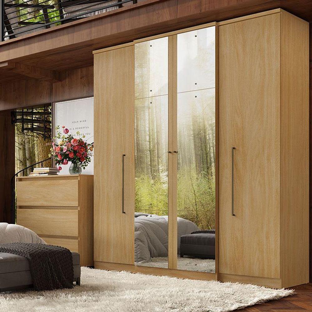 Guarda Roupa Casal Splendore Plus Glass 4 Portas Nogal Acetinado - Thb - 4