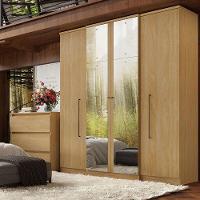 Guarda Roupa Casal Splendore Plus Glass 4 Portas Nogal Acetinado - Thb - 4