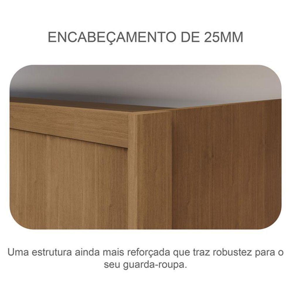 Guarda Roupa Casal Sonetto 3 Portas 6 Gavetas Cumaru 23 Com Espelho - Novo Horizonte - 3