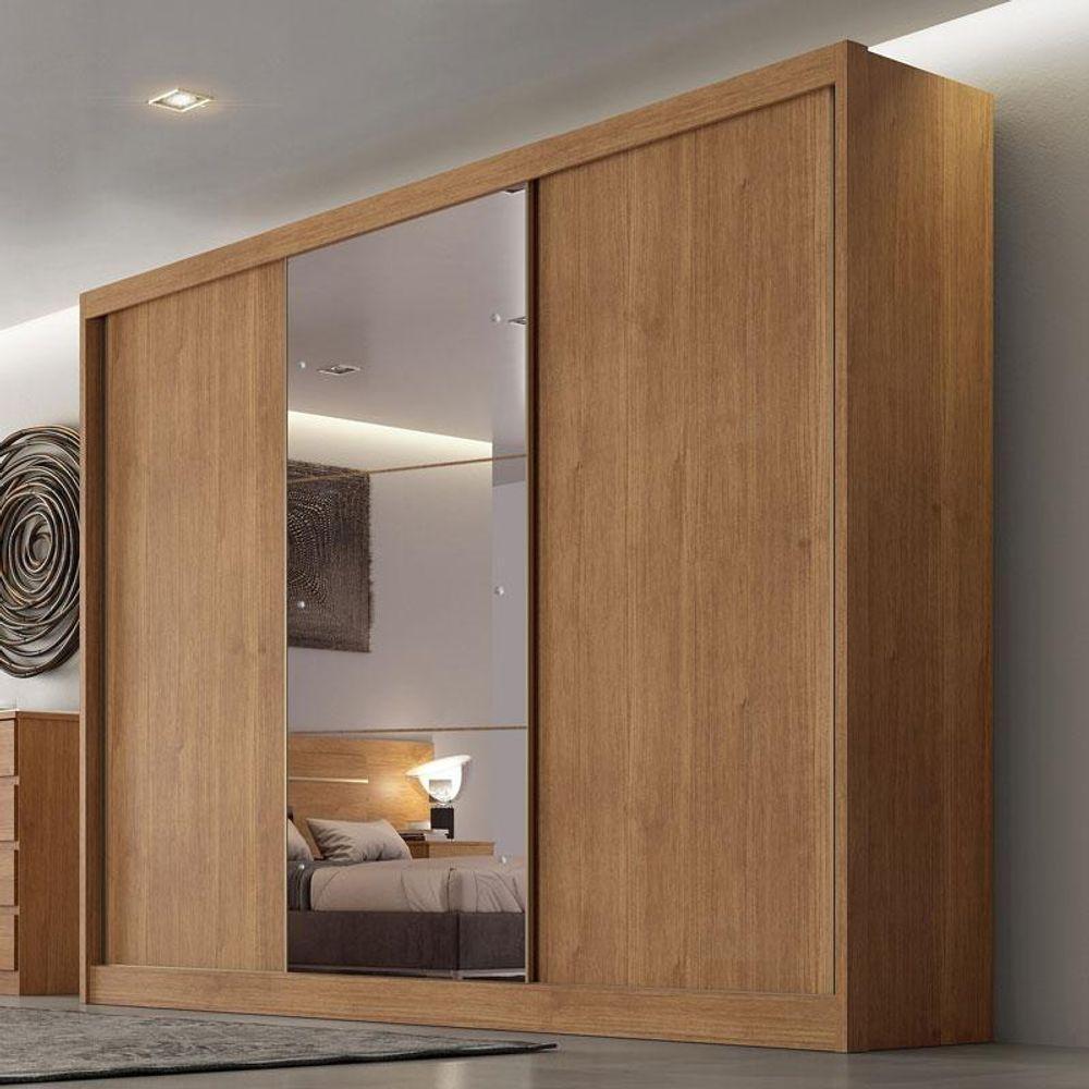 Guarda Roupa Casal Sonetto 3 Portas 6 Gavetas Cumaru 23 Com Espelho - Novo Horizonte - 7