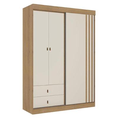 Guarda Roupa Solteiro Aspen 3 Portas Capuccino Off White Acetinado - Thb