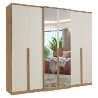 Guarda Roupa Casal Valência 6 Portas Full Glass Capuccino Off White Acetinado - Thb - 1