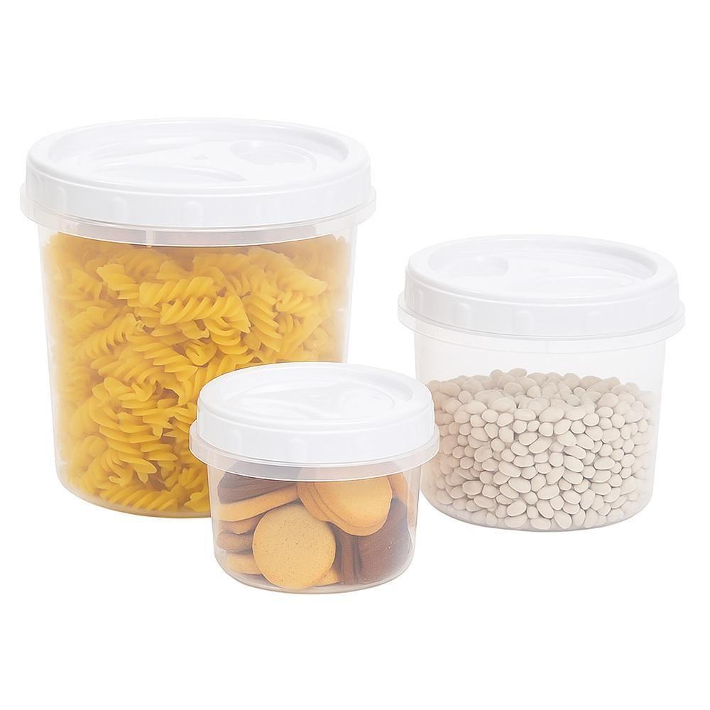 Conjunto Porta Mantimentos Kit 3 Potes Arrox Feijao Sal Graos Multiuso Tampa Veda Rosca Organizador Armario Cozinha - 1