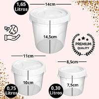 Conjunto Porta Mantimentos Kit 3 Potes Arrox Feijao Sal Graos Multiuso Tampa Veda Rosca Organizador Armario Cozinha - 5