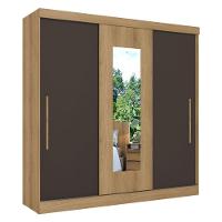 Guarda Roupa Casal Vision Glass 3 Portas Capuccino Cacau Off White Flex Acetinado - Thb - 2