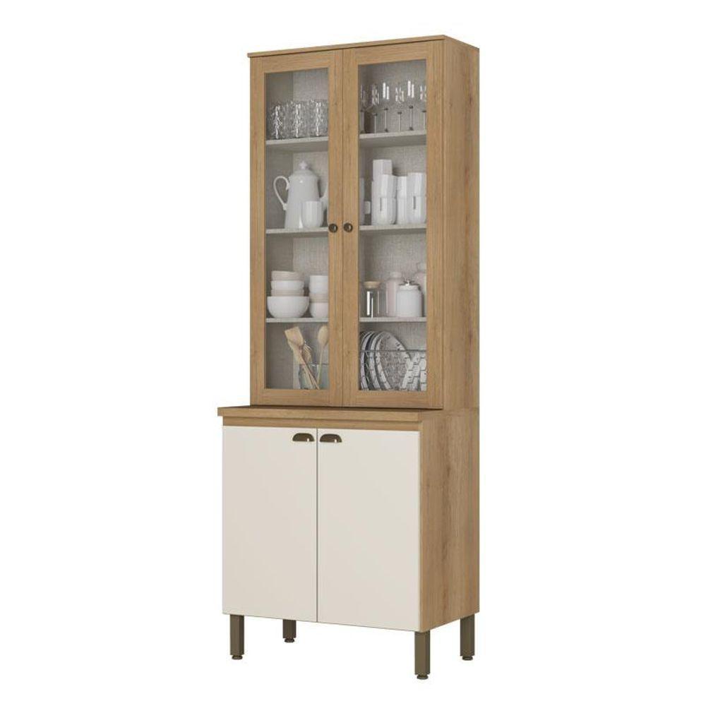 Cristaleira 80 Cm 4 Portas Vidro Finesse Capuccino Off White - Thb - 1