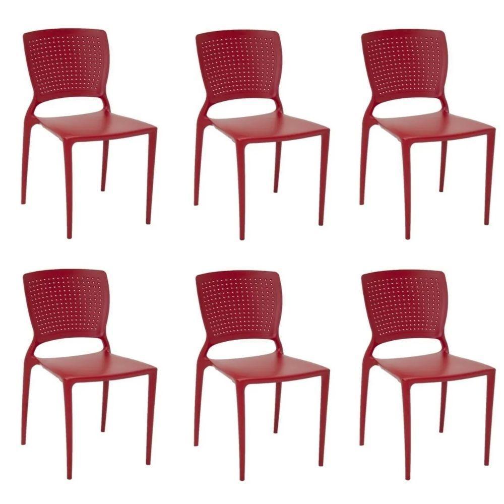 Kit 6 Cadeiras Safira Vermelha Tramontina 92048/040 - 1