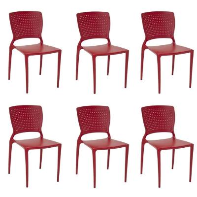 Kit 6 Cadeiras Safira em Polipropileno Vermelho Tramontina 92048-040