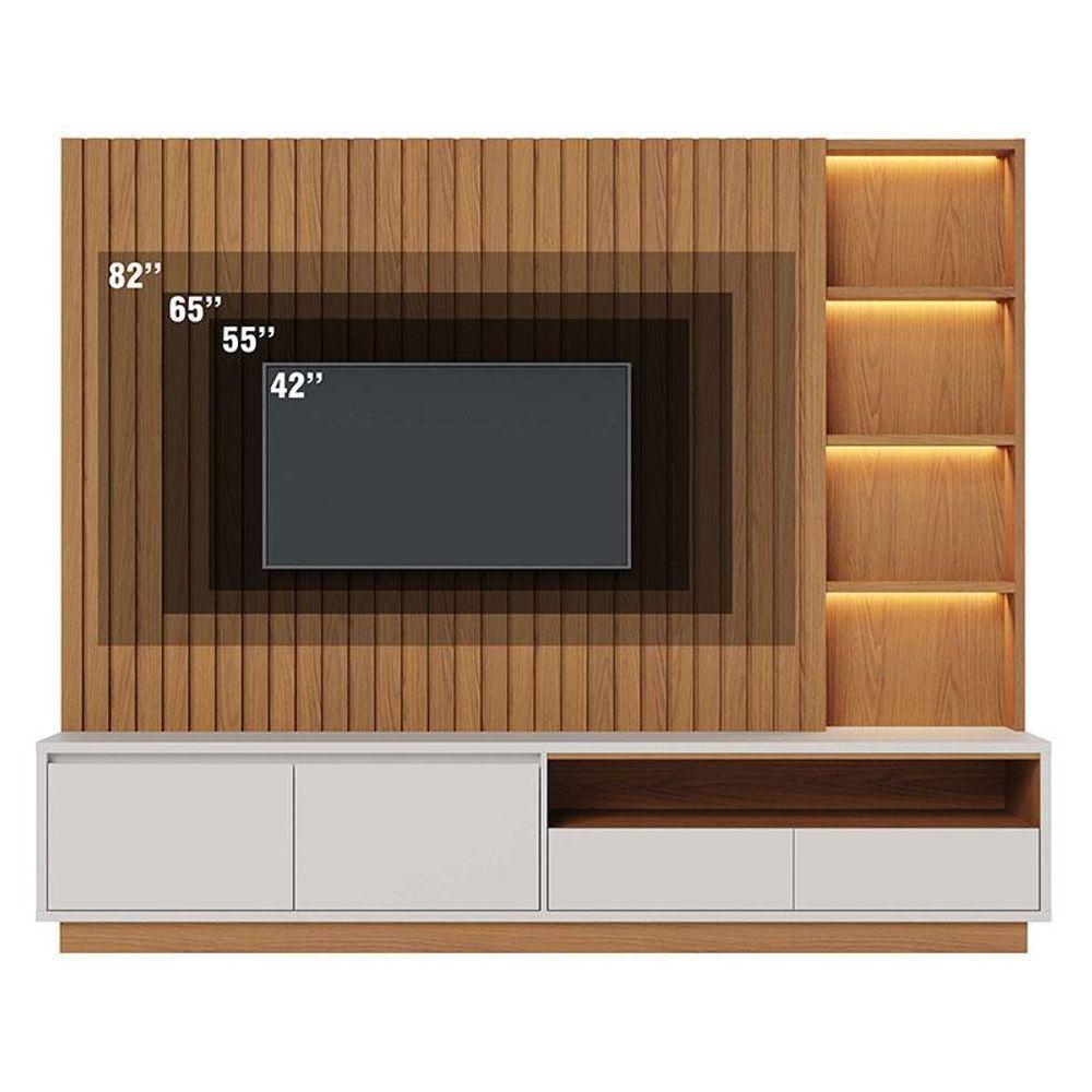 Estante Home Theater Cancun Freijó Off White Matte - Colibri - 3