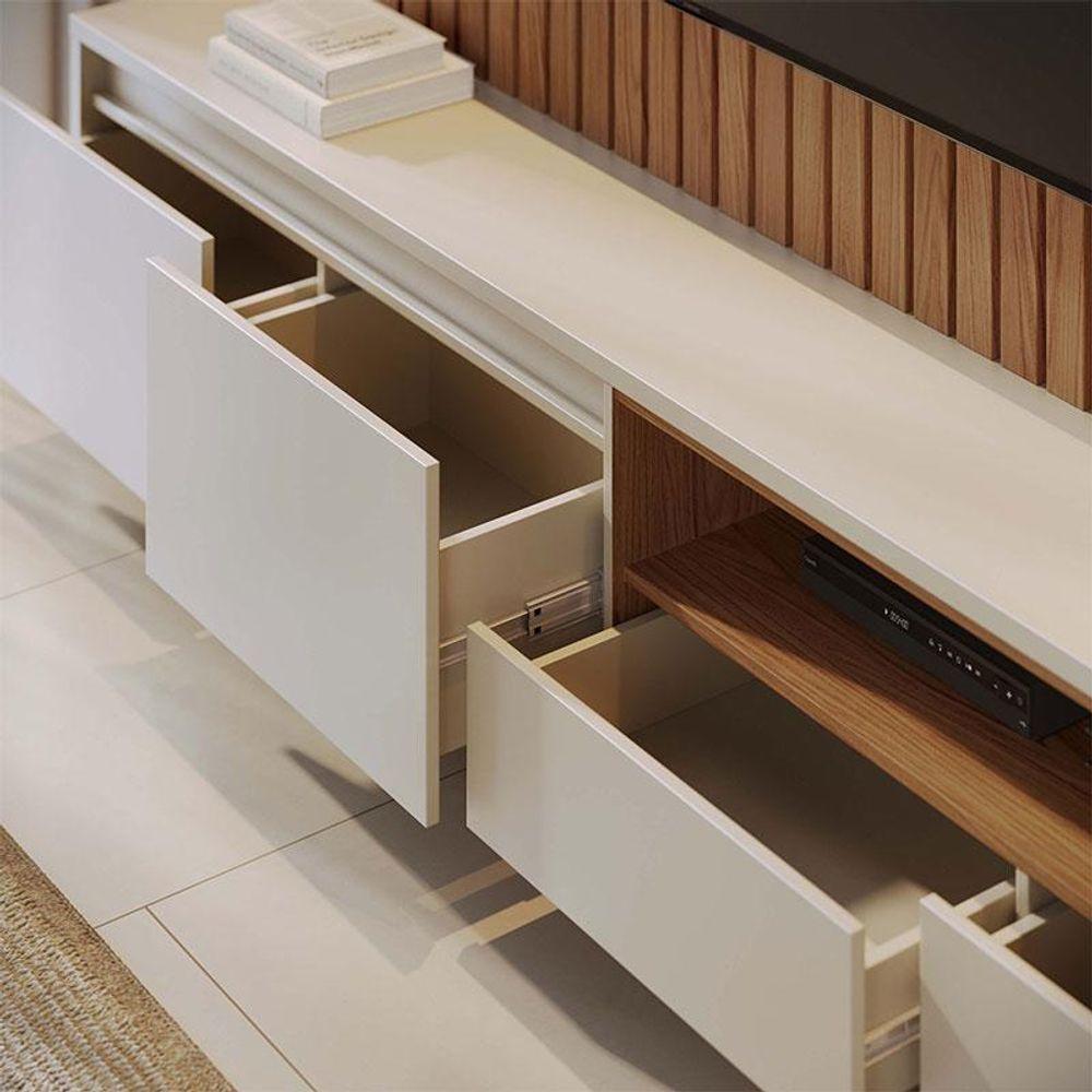 Estante Home Theater Cancun Freijó Off White Matte - Colibri - 6