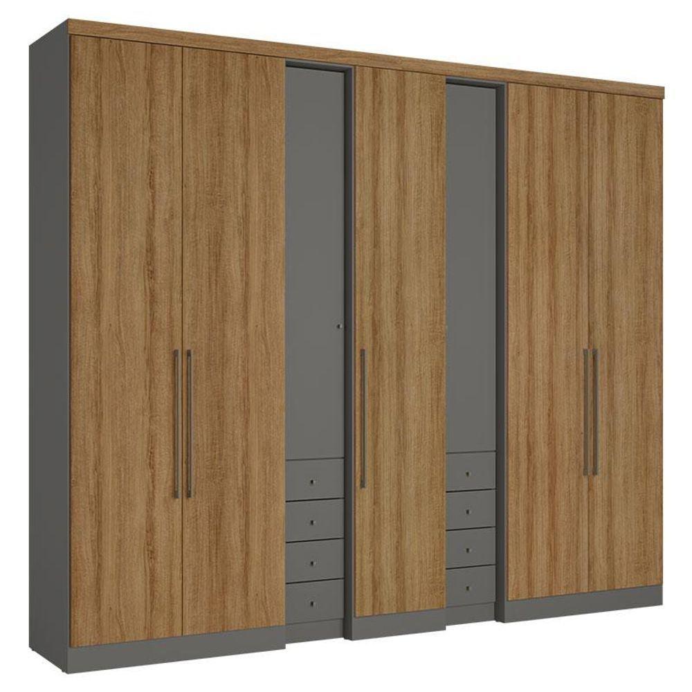 Guarda Roupa Casal Absolut Plus 7 Portas Grafite Almendra Acetinado - Thb - 1
