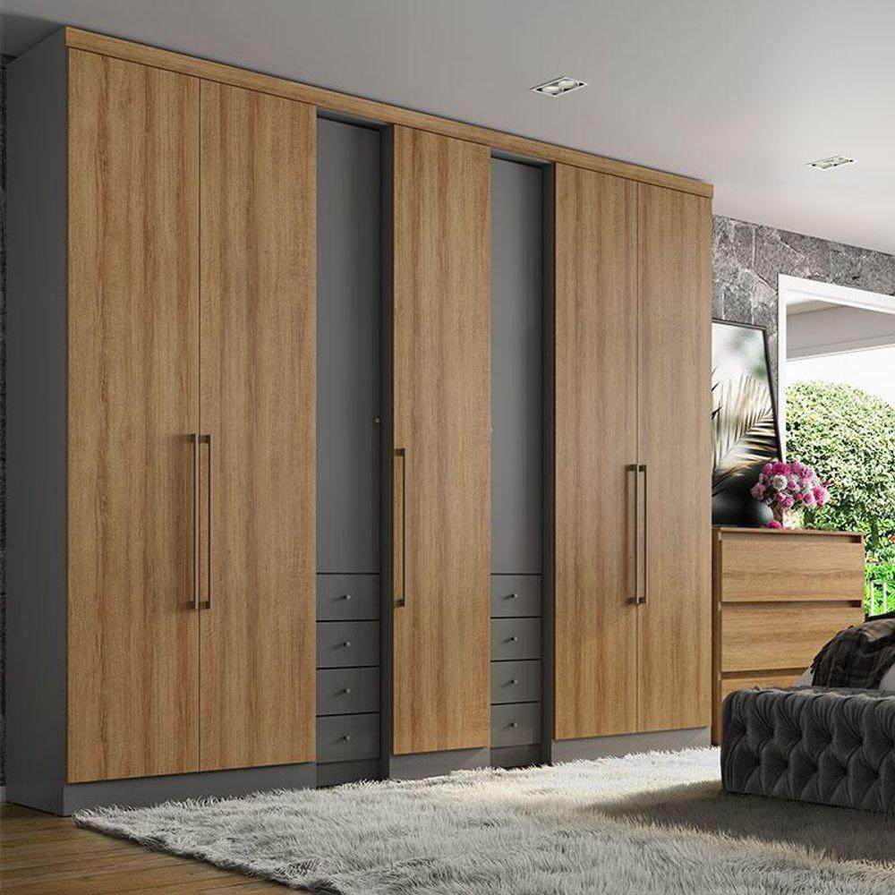 Guarda Roupa Casal Absolut Plus 7 Portas Grafite Almendra Acetinado - Thb - 4